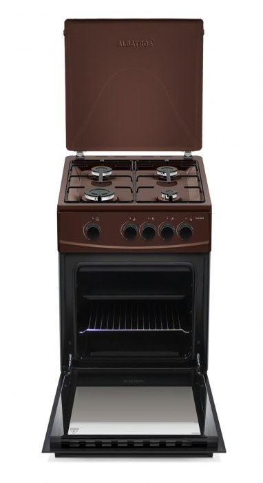 Aragaz Albatros AL452MBS, 4 Arzatoare gaz, Cuptor gaz, Siguranta plita si cuptor, Geam dublu la cuptor, Maro [3]