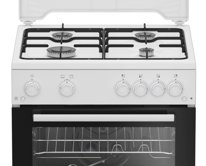 Aragaz Beko FBGT62110GWO, Gaz, 4 arzatoare, Safety Plus, Timer, Aprindere electrica plita/cuptor, Grill gaz, Arzatoare cu eficienta ridicata, 60 cm, Alb [3]