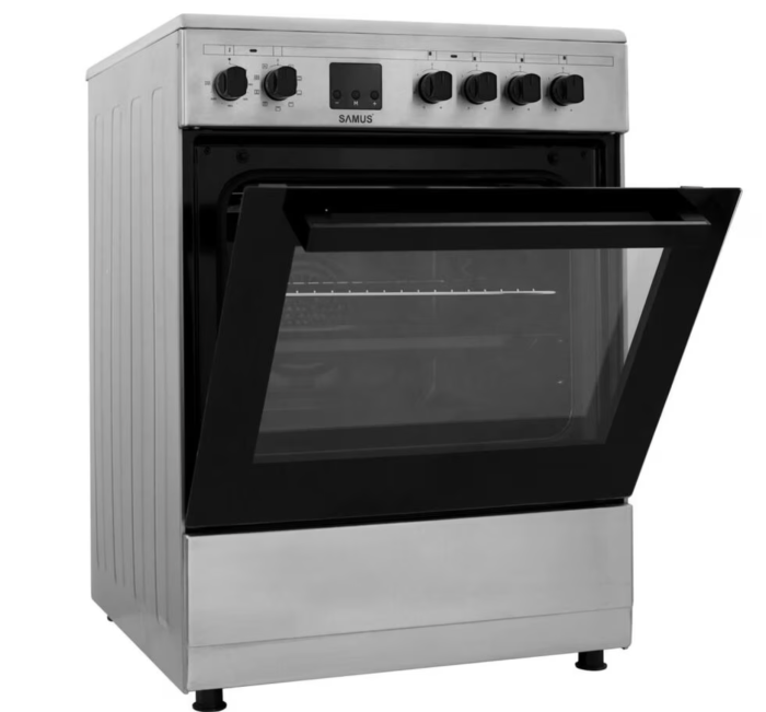 Aragaz electric Samus SM664VTE INOX, Plita vitroceramica, 4 zone de gatit, 10 functii cuptor, Grill, Convectie 3D, 56 L, Timer, 59.8x61 cm, Inox [6]