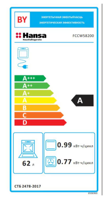 Aragaz Hansa FCCW58200, 4 zone de gatit, Electric, Curatare abur, Grill, Clasa A, 50 cm, Alb [8]
