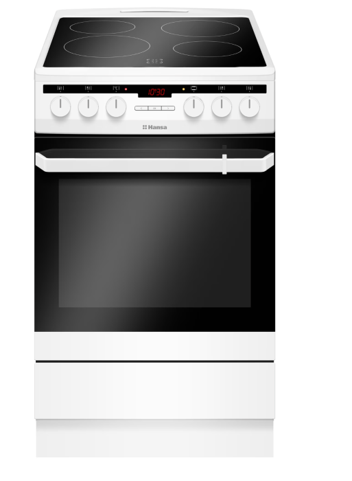 Aragaz Hansa FCCW58200, 4 zone de gatit, Electric, Curatare abur, Grill, Clasa A, 50 cm, Alb [1]