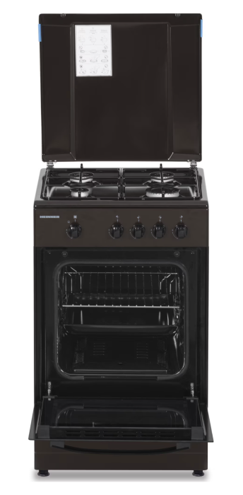 Aragaz Heinner HFSC-SME50BRW, Gaz, 4 arzatoare, Dispozitiv siguranta plita si cuptor, 50 cm, Maro [2]