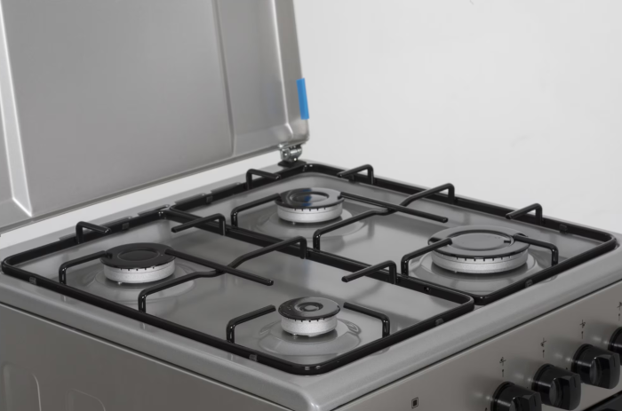 Aragaz Heinner HFSC-SME50SL, Gaz, 4 arzatoare, Dispozitiv siguranta plita si cuptor, 50 cm, Argintiu [4]