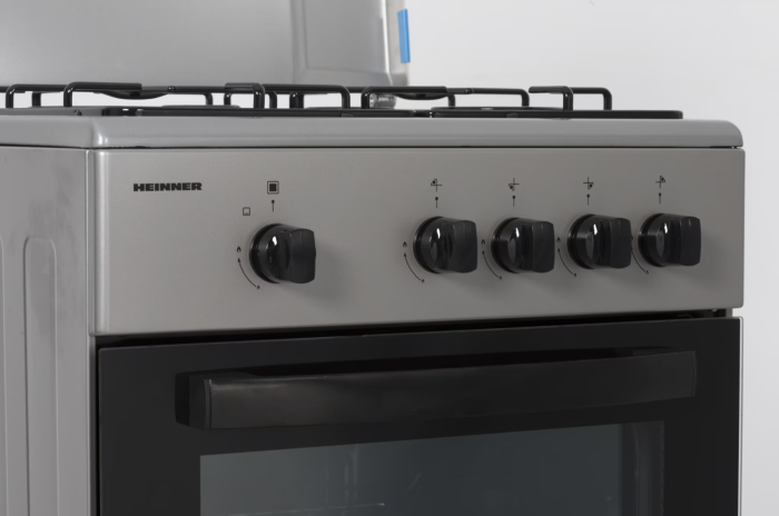 Aragaz Heinner HFSC-SME50SL, Gaz, 4 arzatoare, Dispozitiv siguranta plita si cuptor, 50 cm, Argintiu [3]