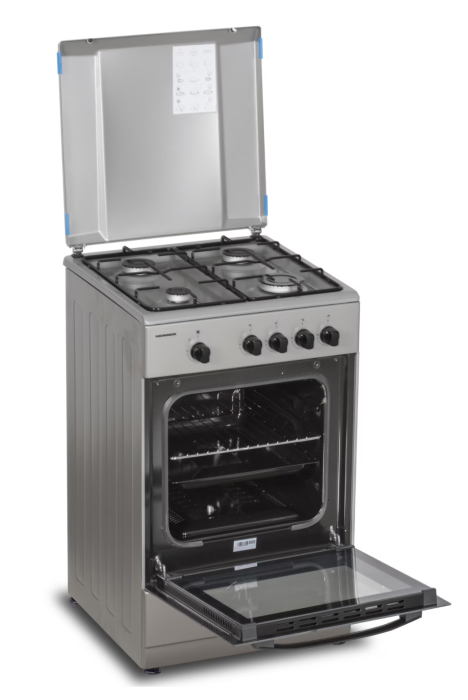 Aragaz Heinner HFSC-SME50SL, Gaz, 4 arzatoare, Dispozitiv siguranta plita si cuptor, 50 cm, Argintiu [5]