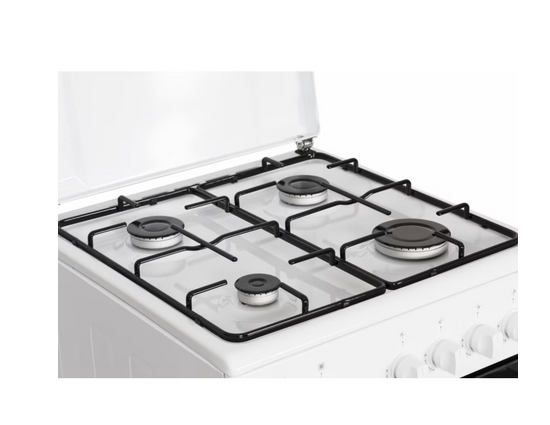 Aragaz pe gaz Heinner HFSC-SME50WH, 50X50 cm, 4 arzatoare, suport email, capac metalic, dispozitiv de siguranta plita si cuptor, usa cuptor cu geam dublu, duze GPL incluse, culoare ALB [4]