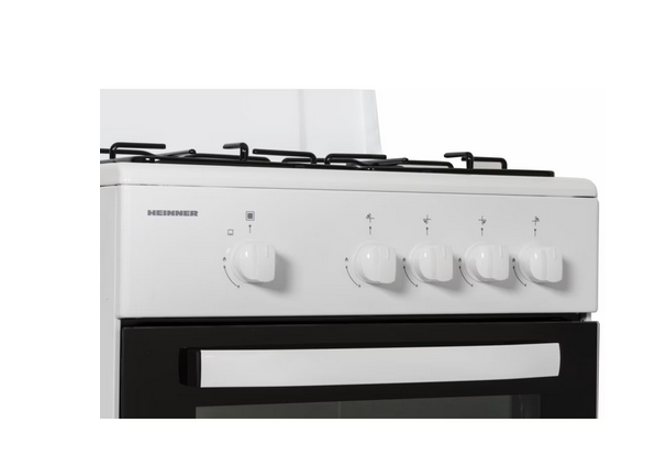 Aragaz pe gaz Heinner HFSC-SME50WH, 50X50 cm, 4 arzatoare, suport email, capac metalic, dispozitiv de siguranta plita si cuptor, usa cuptor cu geam dublu, duze GPL incluse, culoare ALB [3]