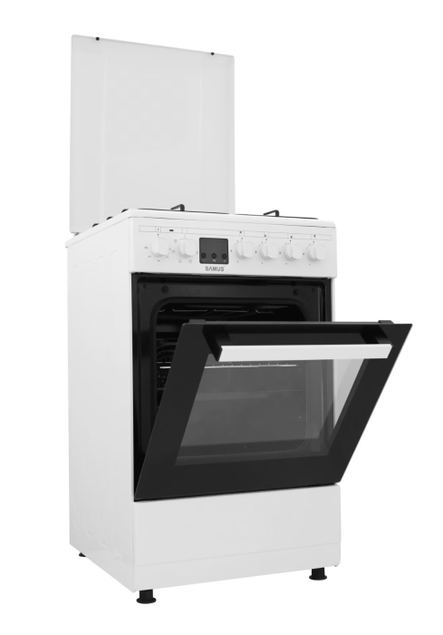 Aragaz Samus SM563AENS, 4 Arzatoare Gaz, Cuptor electric, 43 L, 7 Functii, Timer, Alb [2]