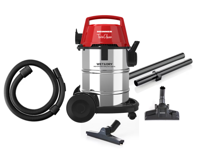 Aspirator multifunctional umed & uscat Heinner TwinClean HVC-MWD1400RD, 1400 W, 21 l capacitate, 6 l sac textil, functie suflare, filtru Hepa, perie aspirare uscata, perie aspirare umeda, perie spatii [2]