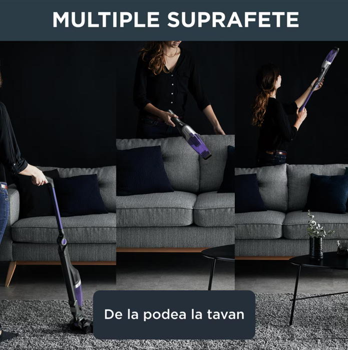 Aspirator vertical fara fir Rowenta X-Trem Compact 2 in 1 RH1238WO, 145W, 16.8V, autonomie 40 min, filtrare 99%, recipient praf 0.4 L, cap de aspirare cu iluminare LED, statie de incarcare cu suport p [10]