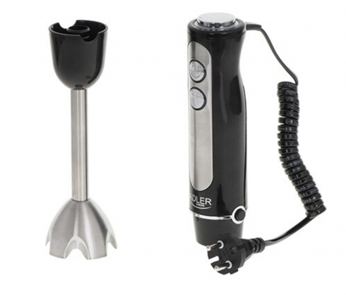 Blender de mana Adler AD4625B, 850W-1400W, 5 setari de viteza, functie turbo, lame din otel inoxidabil, Negru [4]