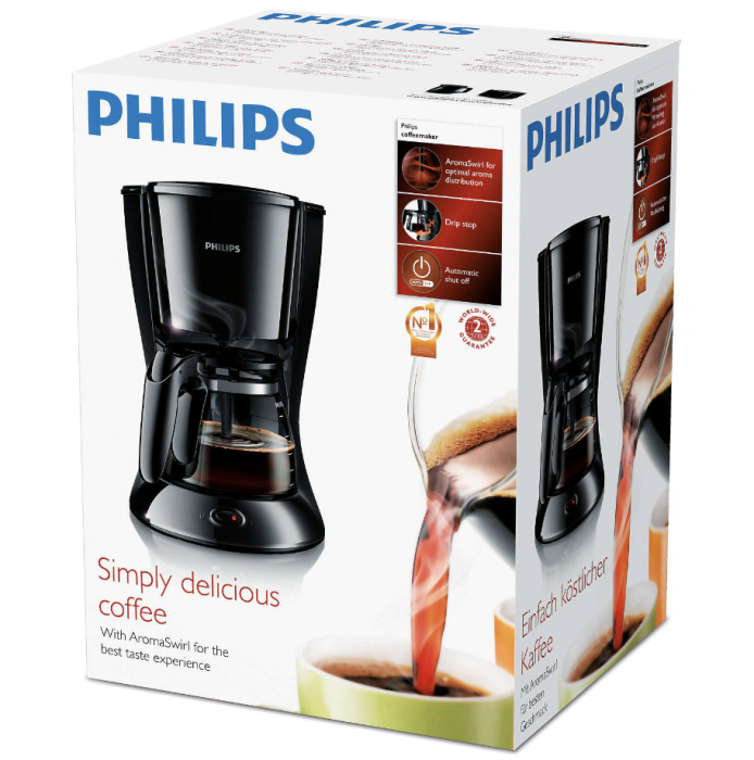 Cafetiera Philips Daily Collection HD7461/20, 1000 W, vas din sticla, 1.2L, functie aroma twister, cronometru, sistem anti-picurare, negru [5]