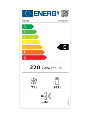 Combina Frigorifica Samus SCW357NFE, 253 L, Full No Frost, Clasa energetica E, Termostat reglabil, 2 sertare + 1 sertar pentru pizza in congelator, H 180 cm, Alb [3]