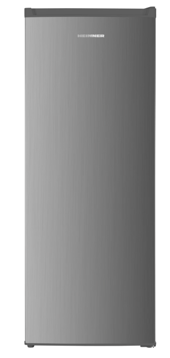 Congelator Heinner HFF-HM168XE++, 168 l, Control electronic, Afisaj cu indicatoare LED, 5 compartimente, Usa reversibila, Clasa E, H 142.6 cm, Argintiu [1]