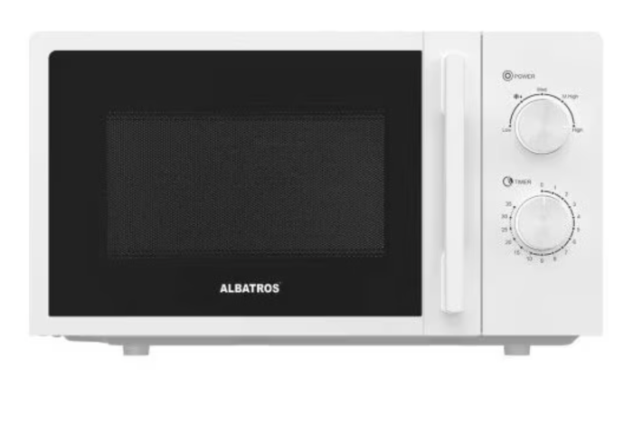 Cuptor cu microunde Albatros MWA-20MC4, 700 W, 20 L, 5 Nivele de incalzire, Timer, Dezghetare, Lumina interior, Alb [1]