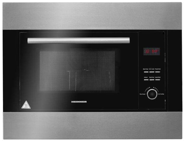 Cuptor cu microunde incorporabil Heinner HMW-23BIXBK, 23 L, 800 W, Grill, Digital, Negru/ Inox [1]