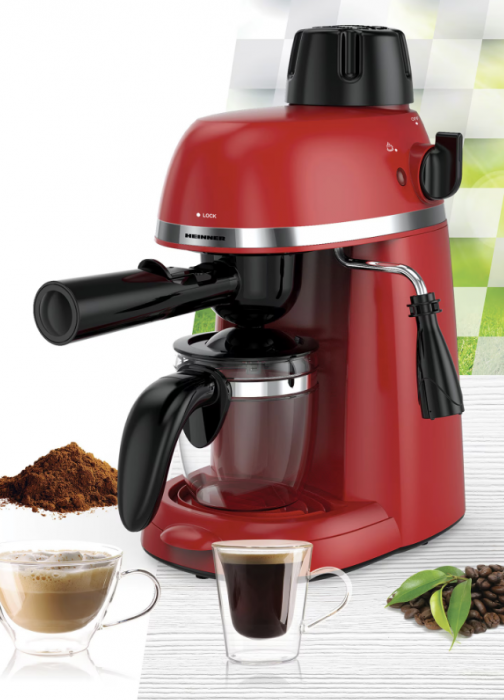 Espressor manual Heinner Kopy 350RD HEM-350RD, 800W, 3.5 bar, capacitate rezervor 0.24l, optiuni preparare: espresso si cappuccino, Rosu [3]