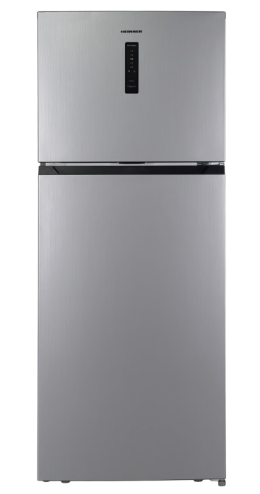 Frigider cu doua usi Heinner HF-HM415NFSE++, 415 l, Full No Frost, Clasa E, Compresor Dual Inverter, Display, Blocare Acces copii, H 178 cm, Argintiu [1]