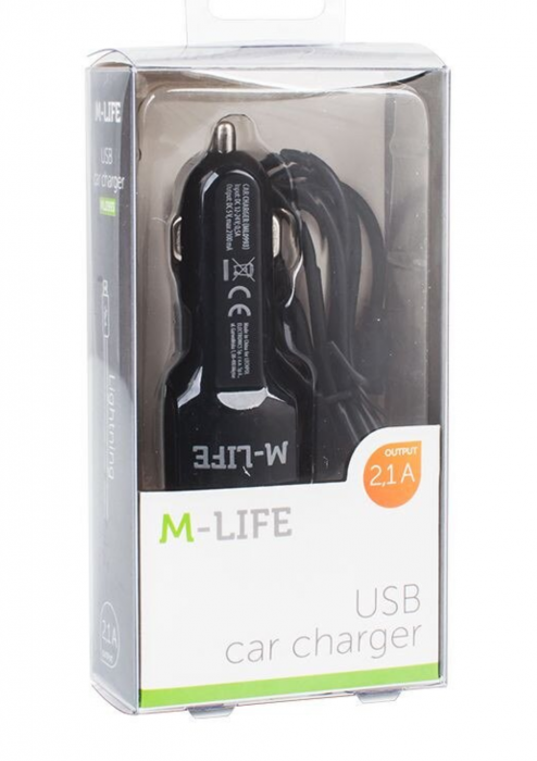 Incarcator auto tip Lightning + USB 2100 MA M-LIFE [2]