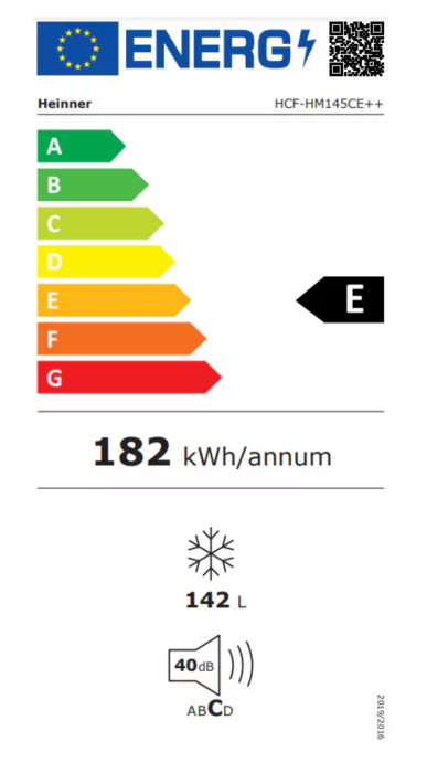Lada frigorifica Heinner HCF-HM145CE++, 142 l, Clasa E, Convertibila Frigider/Congelator, Control electronic, Alb [3]