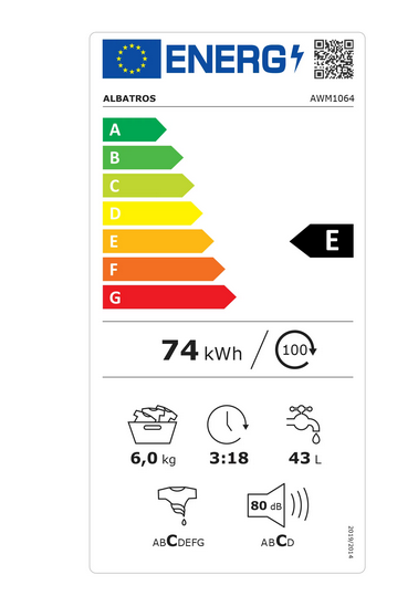 Masina de spalat rufe Albatros AWM1064,6 kg, Slim, 15 programe, 1000 rotatii, Clasa energetica E, Termostat reglabil, Program ECO 40-60°C, Blocare acces copii, Alb [3]