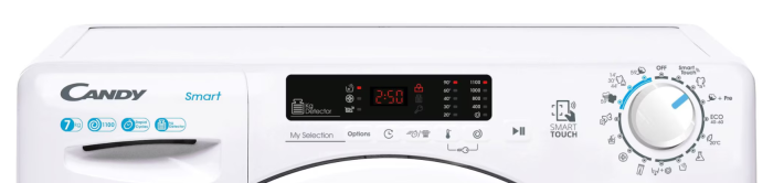Masina de spalat rufe Candy CS4 1172DE/1-S, clasa D, 7 kg, 1100 rpm, Easy Iron, Slim, Programe rapide de spalare, Hygiene, alb [2]