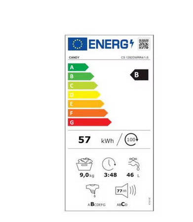Masina de spalat rufe Candy Smart CS 1292DWRR4/1-S, 1200 RPM, 9 kg, 16 programe de spalare, Functia Easy Iron, Clasa B, Gri antracit [5]