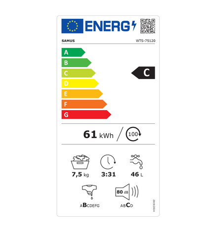Masina de spalat rufe cu incarcare verticala Samus WTS-75120, 7.5 Kg, Clasa energetica C, Afisaj Led, 16 programe, Programe Blugi/Sport/Tesaturi copii, 1200 rotatii, Blocare acces copii, Protectie la [6]