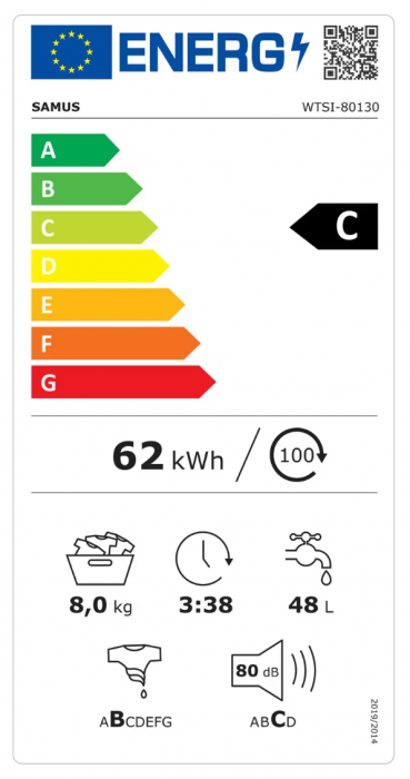 Masina de spalat rufe cu incarcare verticala Samus WTSI-80130, 8 kg, Motor inverter, Clasa energetica C, 15 Programe, Programe speciale Blugi, Mix, Hygiene 90°C, 1300 Rotatii, Blocare acces copii, Alb [3]