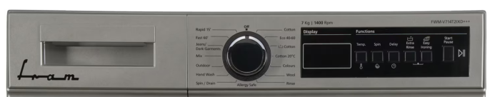 Masina de spalat rufe Fram FWM-V714T2IXD+++, 7 kg, 1400 rpm, Clasa D, Display digital, Allergy safe, Start intarziat, Anti-sifonare, Eco-Logic, Inox crom [3]