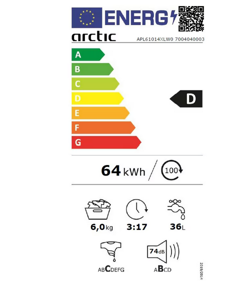 Masina de spalat rufe Slim Arctic APL61014XLW0, 6 Kg, 1000 RPM, Clasa D, Motor Silent Inverter, ExtraSteam, Prewash, Fast+, Smart Sensors, Extra Rinse, Child Lock, Anticrease, Digital Display, Alb [4]