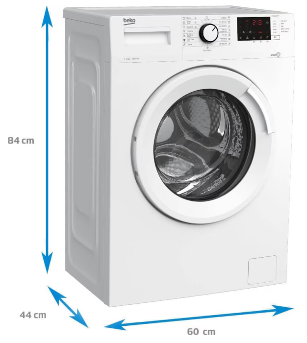 Masina de spalat rufe Slim Beko WUE6512XWST, 6 kg, 1000 RPM, Clasa E, Hygiene cu SteamCure, DrumClean SteamCure, Alb [8]