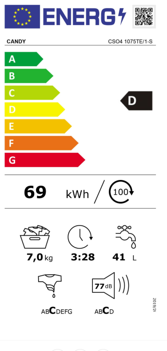 Masina de spalat rufe Slim Candy CSO4 1075TE/1-S, 7 kg, 1000 RPM, Clasa D, Active motion systems, WiFi , Steam, 45 cm, Alb [6]
