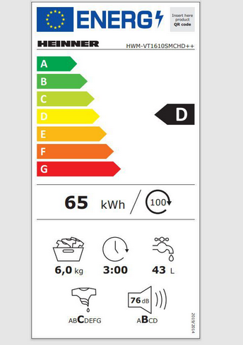 Masina de spalat rufe slim Heinner HWM-VT1610SMCHD++, 6 kg, 1000 rpm, Clasa D, Display digital, Blocare acces copii, Alb [2]