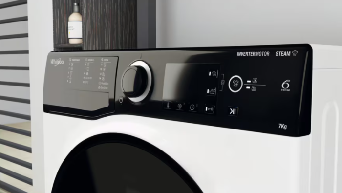 Masina de spalat rufe Slim Whirlpool WRSB7259DEU, 7 kg, 1200 rpm, Clasa B, Motor Inverter, Display Big digital, Negru [4]