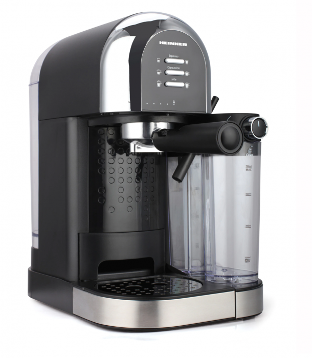 Espressor manual Heinner Coffee Dreamer HEM-DL1470BK, 1230-1470W, 20bar, , dispozitiv spumare lapte, rezervor detasabil lapte 500ml, rezervor apa 1.7L, 6 tipuri de bauturi, Negru [2]