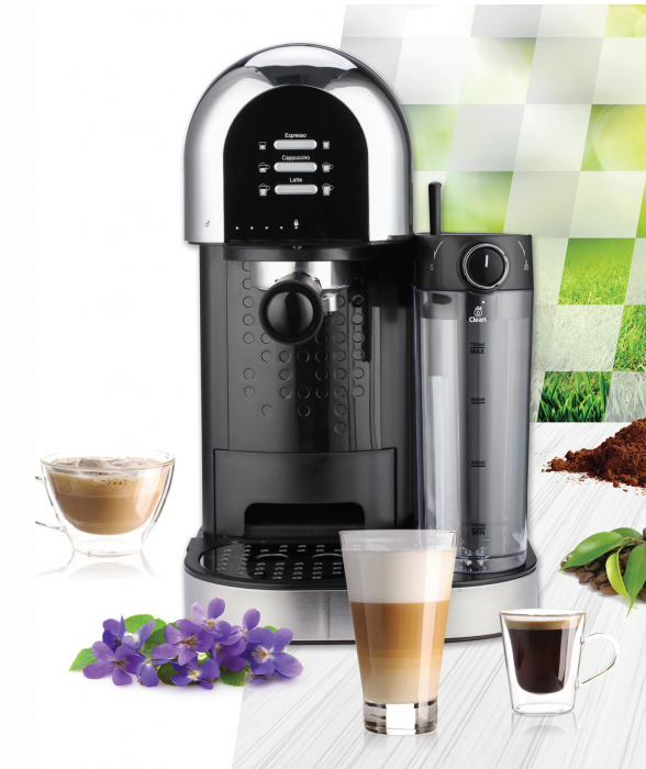 Espressor manual Heinner Coffee Dreamer HEM-DL1470BK, 1230-1470W, 20bar, , dispozitiv spumare lapte, rezervor detasabil lapte 500ml, rezervor apa 1.7L, 6 tipuri de bauturi, Negru [4]