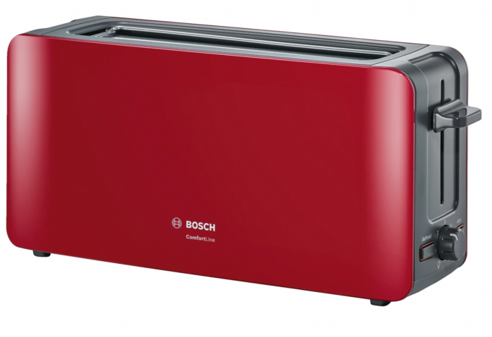 Prajitor de paine Bosch TAT6A004, long slot, 1090W, 2 felii de paine, Rosu [1]