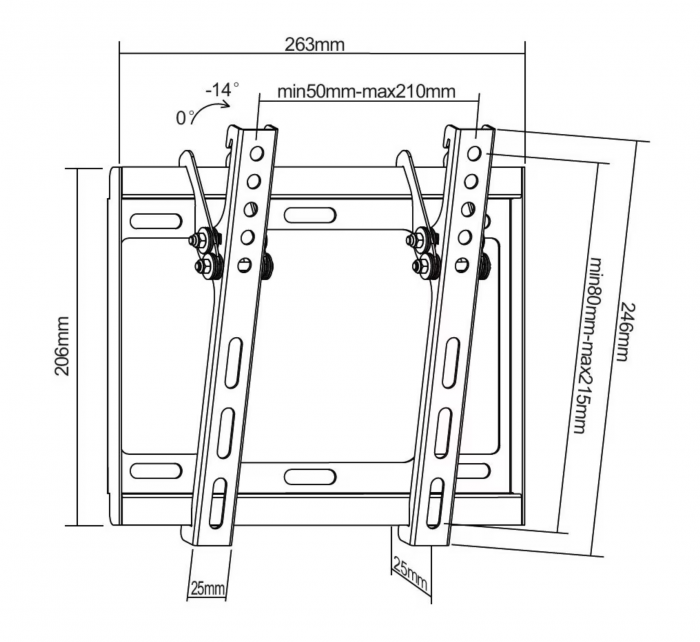 Suport universal LED TV cu inclinare 23 - 42 inch, Negru [2]