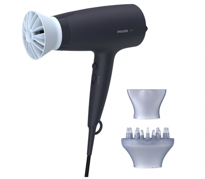 Uscator de par Philips BHD360/20, 2100W, accesoriu Thermo Protect, ingrijire cu ioni, 3 trepte de temperatura, 2 trepte de viteza, cap de coafare 14 mm, difuzor, Albastru inchis [2]