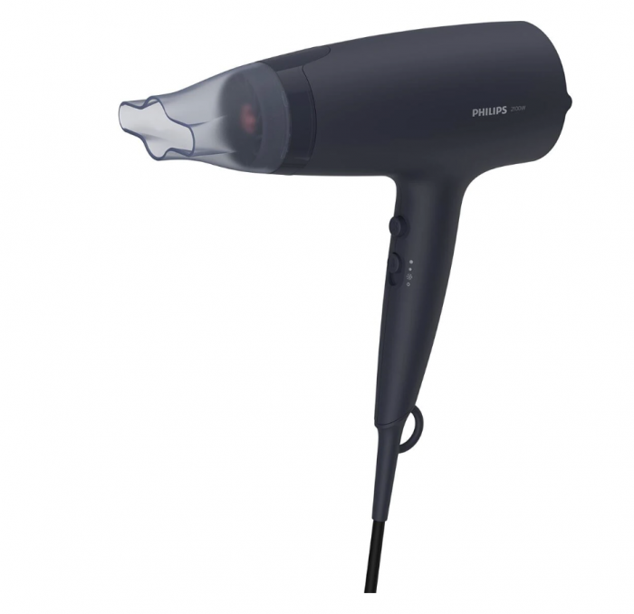 Uscator de par Philips BHD360/20, 2100W, accesoriu Thermo Protect, ingrijire cu ioni, 3 trepte de temperatura, 2 trepte de viteza, cap de coafare 14 mm, difuzor, Albastru inchis [5]