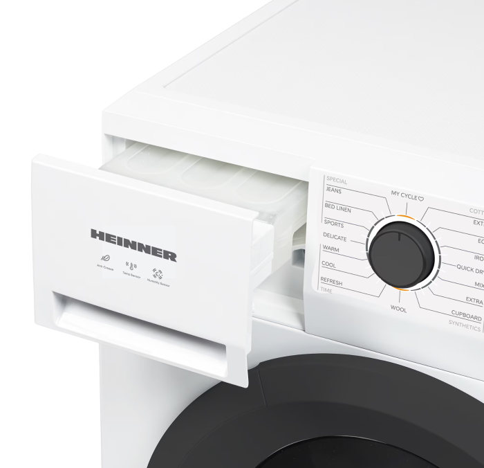 Uscator de rufe Heinner HHPD-M8N13PBKE++, Pompa de caldura, 8 kg, 16 programe, Clasa E, Display LED, Functie anti-sifonare, Lumina cuva, Indicator curatare filtru scame, Indicator rezervor colectare a [5]