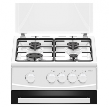 Aragaz Albatros AL452ABS, 4 Arzatoare gaz, Cuptor gaz, Siguranta plita si cuptor, Geam dublu la cuptor, Alb [1]