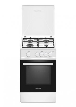 Aragaz Albatros AL452ABS, 4 Arzatoare gaz, Cuptor gaz, Siguranta plita si cuptor, Geam dublu la cuptor, Alb [0]