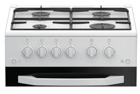 Aragaz Arctic AGM5511DTTL, 4 arzatoare, Gaz, Aprindere electrica plita/cuptor, Safety Plus, Grill, Timer, Arzatoare cu eficienta ridicata, 50 cm, Alb [1]