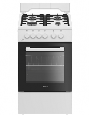 Electrocasnice Mari - Aragaz Arctic AGM5610FL, Gaz, 4 arzatoare, Safety Plus, Iluminare interioara, Timer, 60 cm, Alb