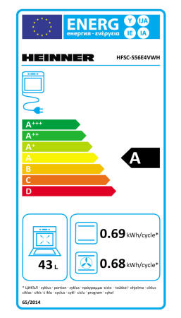 Aragaz electric Heinner HFSC-S56E4VWH, plita vitroceramica, 4 zone de gatit, cuptor electric, clasa A, grill, ventilatie, 50x60 cm, alb [1]