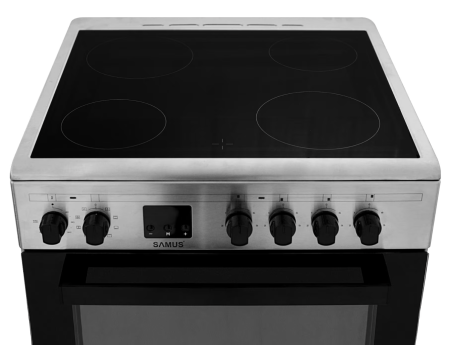Aragaz electric Samus SM664VTE INOX, Plita vitroceramica, 4 zone de gatit, 10 functii cuptor, Grill, Convectie 3D, 56 L, Timer, 59.8x61 cm, Inox [3]