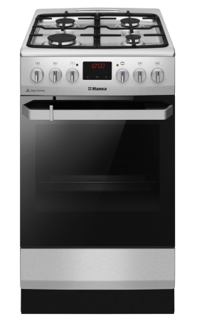 Mixt - Aragaz Hansa FCMX5825092, Mixt, 4 arzatoare, Aprindere electrica, Dispozitiv siguranta, 65 l, Grill, Timer, Clasa A, 50 cm, Inox