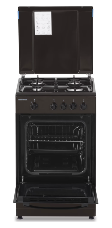 Aragaz Heinner HFSC-SME50BRW, Gaz, 4 arzatoare, Dispozitiv siguranta plita si cuptor, 50 cm, Maro [1]